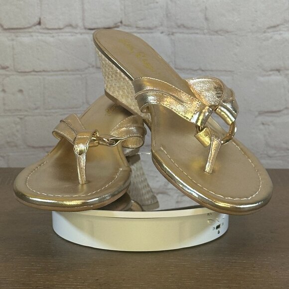 Lilly Pulitzer Gold Sandals NWOT - Picture 1 of 6